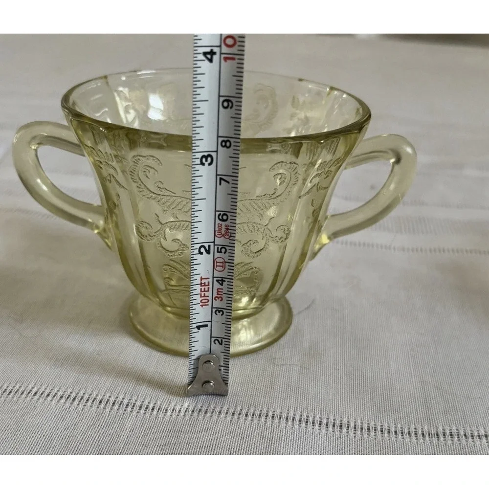 VTG Federal Madrid Amber Depression 4 pc Set Platter Serving Bowl‎ Creamer Sugar